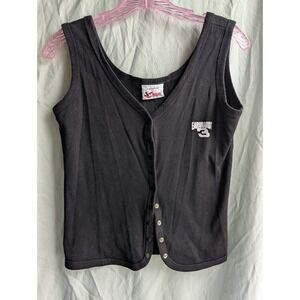 Chase Authentics Earnhardt 3 Button Front Tank Top Womens L Black